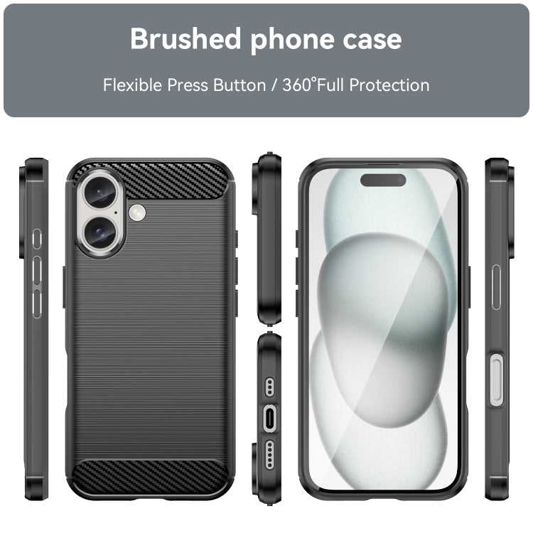 For iPhone 16 Plus Brushed Texture Carbon Fiber TPU Phone Case(Black) - iPhone 16 Plus Cases by PMC Jewellery | Online Shopping South Africa | PMC Jewellery | Buy Now Pay Later Mobicred