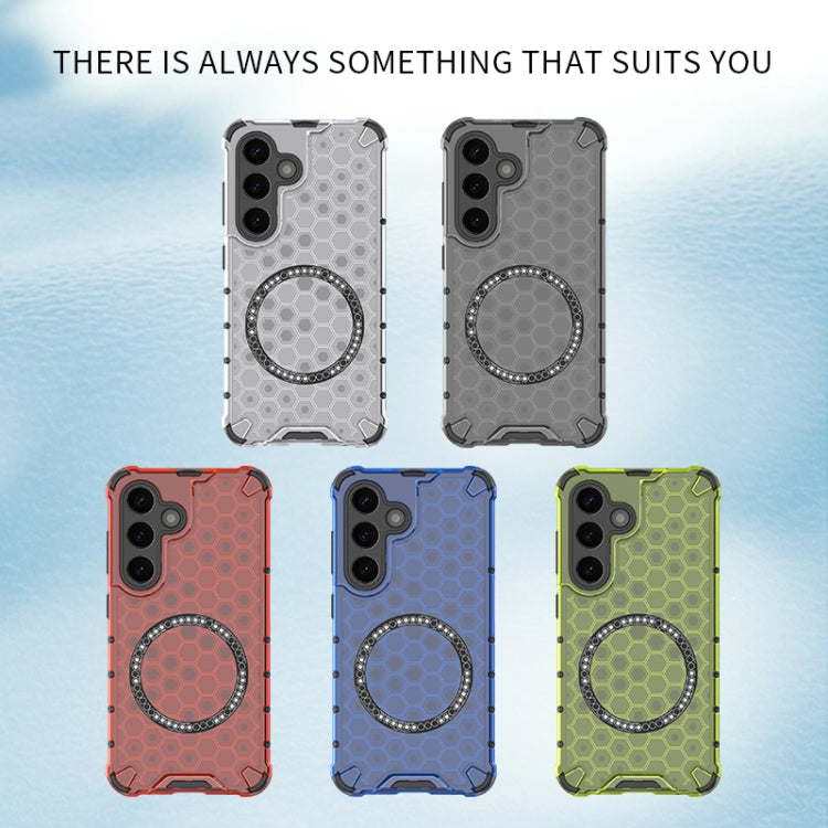For Samsung Galaxy S25 5G Honeycomb Magnetic Ring Shockproof Phone Case(Green) - Galaxy S25 5G Cases by PMC TechLife | Online Shopping South Africa | PMC TechLife | Buy Now Pay Later Mobicred