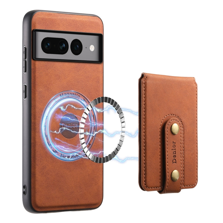 For Google Pixel 7 Pro 5G Denior D14 NK Retro Pattern MagSafe Magnetic Card Holder Leather Phone Case(Brown) - Google Cases by Denior | Online Shopping South Africa | PMC TechLife | Buy Now Pay Later Mobicred