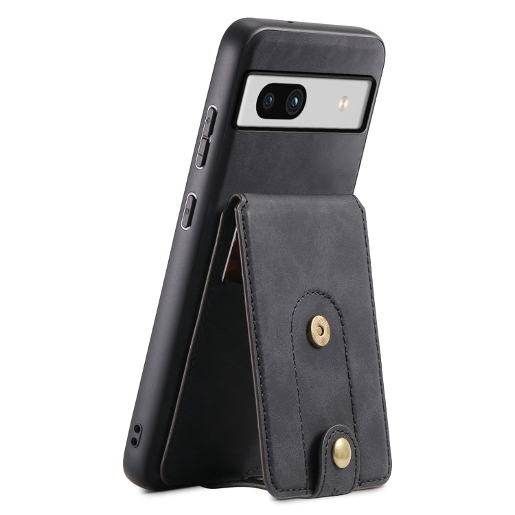 For Google Pixel 7a Denior D14 NK Retro Pattern MagSafe Magnetic Card Holder Leather Phone Case(Black) - Google Cases by Denior | Online Shopping South Africa | PMC TechLife | Buy Now Pay Later Mobicred