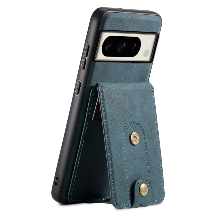 For Google Pixel 8 Pro Denior D14 NK Retro Pattern MagSafe Magnetic Card Holder Leather Phone Case(Blue) - Google Cases by Denior | Online Shopping South Africa | PMC TechLife | Buy Now Pay Later Mobicred