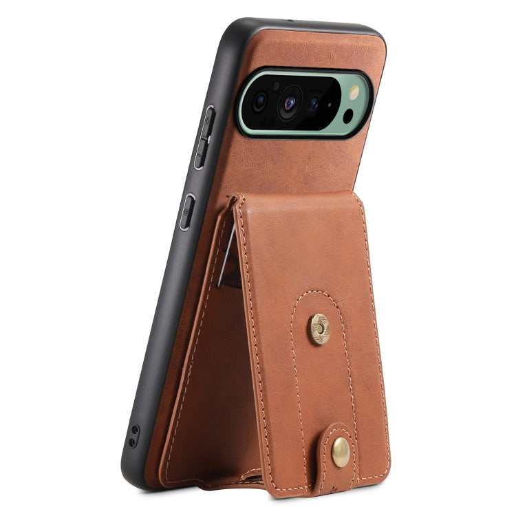 For Google Pixel 9 Denior D14 NK Retro Pattern MagSafe Magnetic Card Holder Leather Phone Case(Brown) - Google Cases by Denior | Online Shopping South Africa | PMC Jewellery | Buy Now Pay Later Mobicred