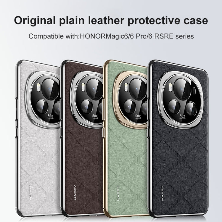 For Honor Magic6 Pro Plain Leather PC Phone Case(Black) - Honor Cases by PMC Jewellery | Online Shopping South Africa | PMC Jewellery | Buy Now Pay Later Mobicred