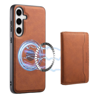 For Samsung Galaxy S24+ 5G Denior D13 Retro Texture Leather MagSafe Card Bag Phone Case(Brown) - Galaxy S24+ 5G Cases by Denior | Online Shopping South Africa | PMC Jewellery | Buy Now Pay Later Mobicred