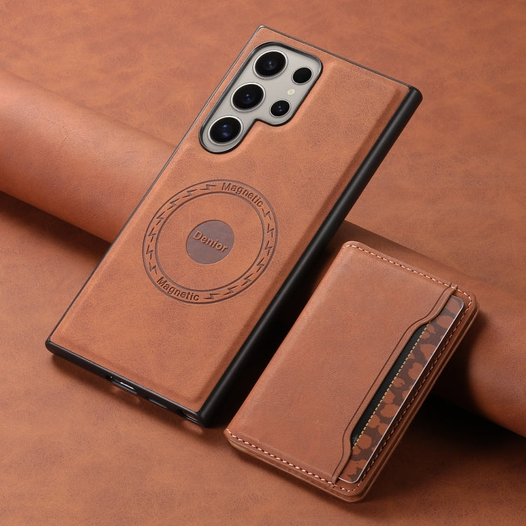 For Samsung Galaxy S24 Ultra 5G Denior D13 Retro Texture Leather MagSafe Card Bag Phone Case(Brown) - Galaxy S24 Ultra 5G Cases by Denior | Online Shopping South Africa | PMC Jewellery | Buy Now Pay Later Mobicred