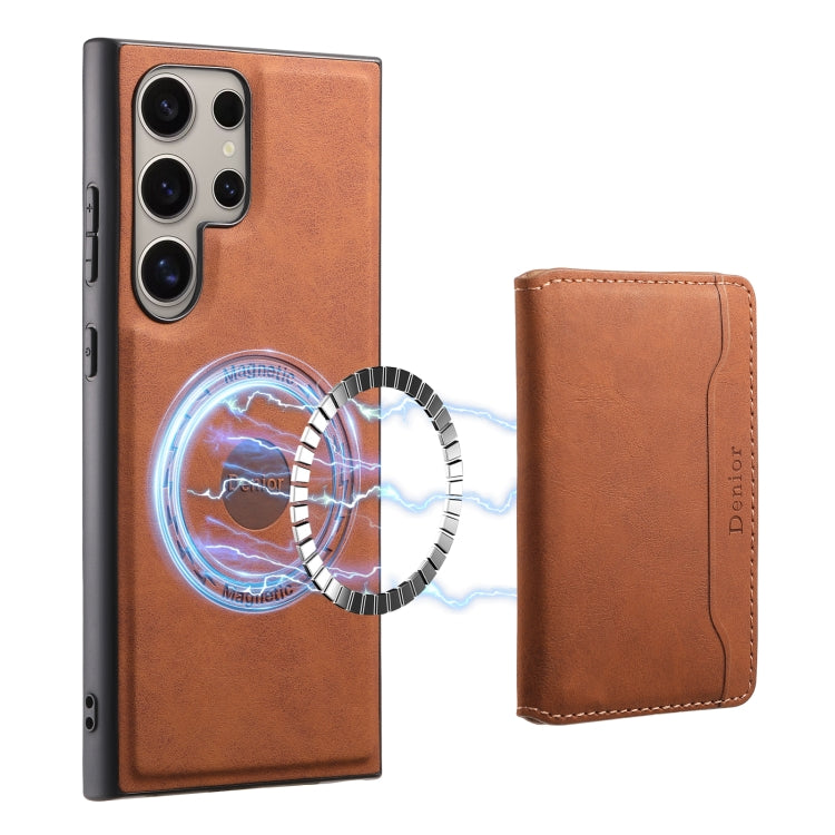 For Samsung Galaxy S24 Ultra 5G Denior D13 Retro Texture Leather MagSafe Card Bag Phone Case(Brown) - Galaxy S24 Ultra 5G Cases by Denior | Online Shopping South Africa | PMC Jewellery | Buy Now Pay Later Mobicred