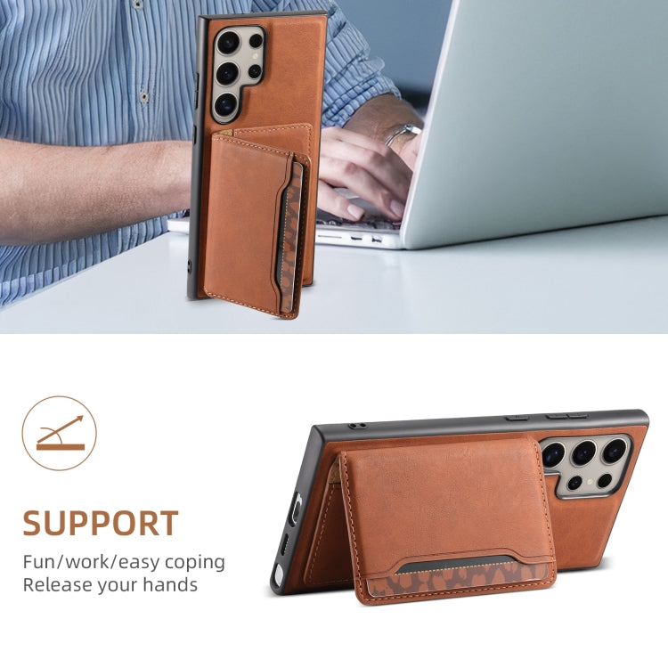 For Samsung Galaxy S24 Ultra 5G Denior D13 Retro Texture Leather MagSafe Card Bag Phone Case(Brown) - Galaxy S24 Ultra 5G Cases by Denior | Online Shopping South Africa | PMC Jewellery | Buy Now Pay Later Mobicred