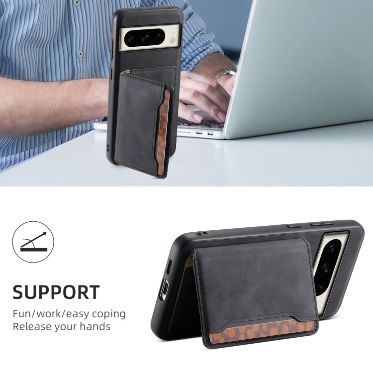 For Google Pixel 8 Pro Denior D13 Retro Texture Leather MagSafe Card Bag Phone Case(Black) - Google Cases by Denior | Online Shopping South Africa | PMC TechLife | Buy Now Pay Later Mobicred