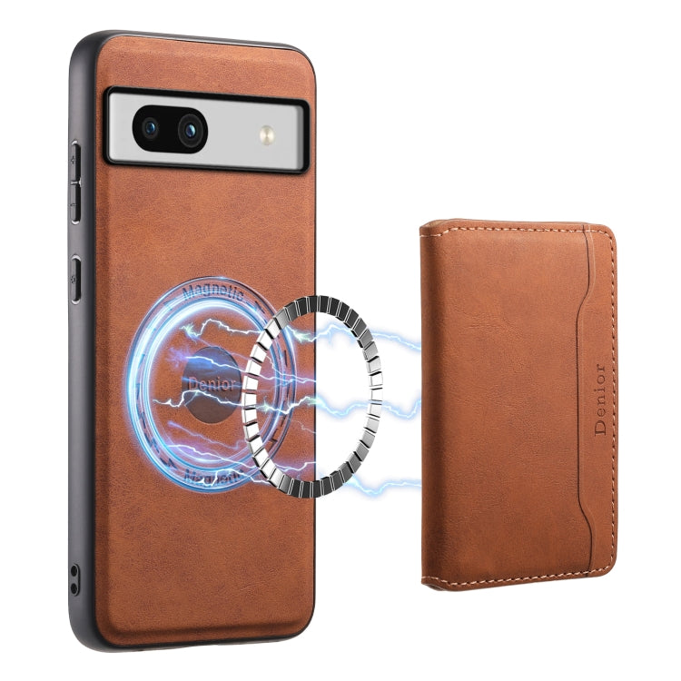 For Google Pixel 7a Denior D13 Retro Texture Leather MagSafe Card Bag Phone Case(Brown) - Google Cases by Denior | Online Shopping South Africa | PMC Jewellery | Buy Now Pay Later Mobicred