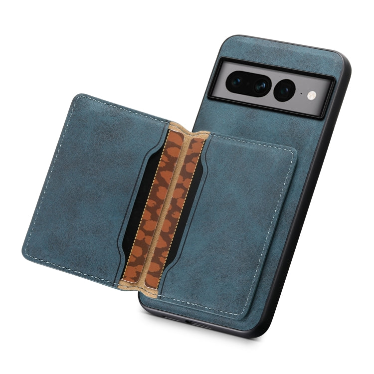 For Google Pixel 7 Pro 5G Denior D13 Retro Texture Leather MagSafe Card Bag Phone Case(Blue) - free shipping - PMC TechLife - Order now!
