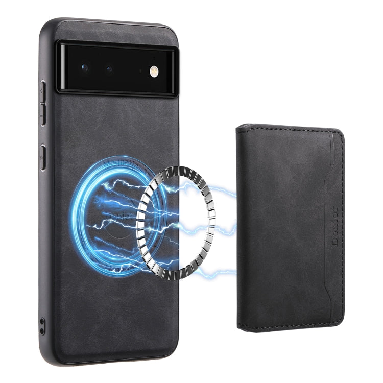 For Google Pixel 6 Denior D13 Retro Texture Leather MagSafe Card Bag Phone Case(Black) - Google Cases by Denior | Online Shopping South Africa | PMC TechLife | Buy Now Pay Later Mobicred