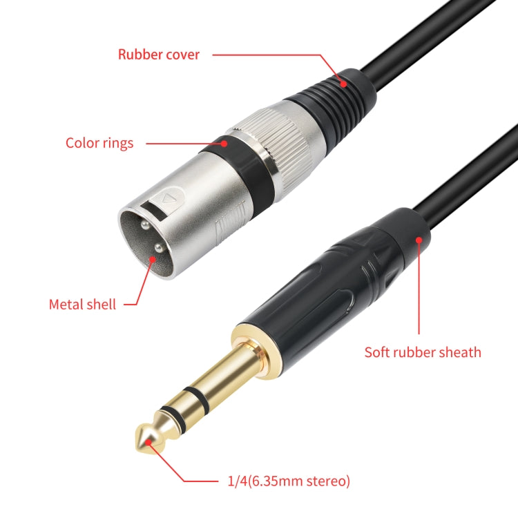 TC145BK55 6.35mm 1/4 TRS Male to XLR 3pin Male Microphone Cable, Length:10m(Black) - Microphone Audio Cable & Connector by PMC Jewellery | Online Shopping South Africa | PMC Jewellery | Buy Now Pay Later Mobicred