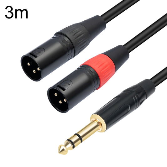 TC145YXK108RE-10 6.35mm 1/4 TRS Male to Dual XLR Male Audio Cable, Length:3m(Black) - Microphone Audio Cable & Connector by PMC Jewellery | Online Shopping South Africa | PMC Jewellery | Buy Now Pay Later Mobicred