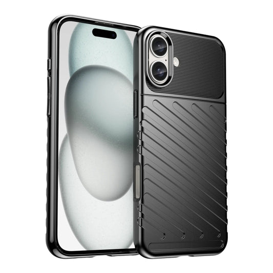 For iPhone 16 Plus Thunderbolt Shockproof Soft TPU Phone Case(Black) - iPhone 16 Plus Cases by PMC Jewellery | Online Shopping South Africa | PMC Jewellery | Buy Now Pay Later Mobicred