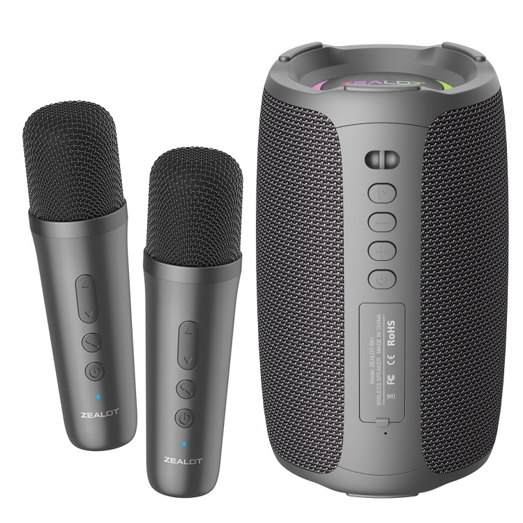 Zealot S61M RGB Rhythmic Light Karaoke Wireless Speaker, Style:Dual Mic(Black) - free shipping - PMC Jewellery - Order now!
