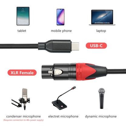 TY03RE Type-C Male to XLR Female Audio Cable for Dynamic Microphone, Length:3m(Black) - Microphone Audio Cable & Connector by PMC Jewellery | Online Shopping South Africa | PMC Jewellery | Buy Now Pay Later Mobicred