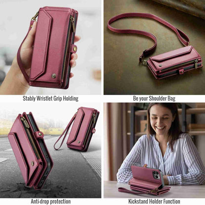 For iPhone 12 Pro Max CaseMe C36 Card Slots Zipper Wallet RFID Anti-theft Leather Phone Case(Wine Red) - iPhone 12 Pro Max Cases by CaseMe | Online Shopping South Africa | PMC Jewellery | Buy Now Pay Later Mobicred