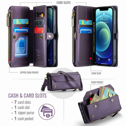 For iPhone 12 mini CaseMe C36 Card Slots Zipper Wallet RFID Anti-theft Leather Phone Case(Purple) - iPhone 12 mini Cases by CaseMe | Online Shopping South Africa | PMC Jewellery | Buy Now Pay Later Mobicred