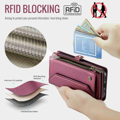 For iPhone 13 CaseMe C36 Card Slots Zipper Wallet RFID Anti-theft Leather Phone Case(Wine Red) - iPhone 13 Cases by CaseMe | Online Shopping South Africa | PMC Jewellery | Buy Now Pay Later Mobicred