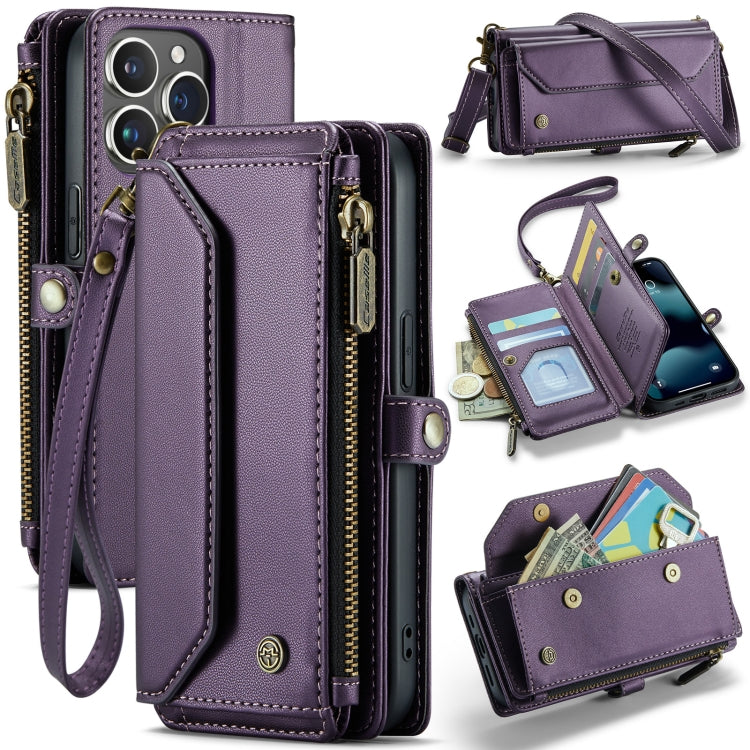 For iPhone 13 Pro CaseMe C36 Card Slots Zipper Wallet RFID Anti-theft Leather Phone Case(Purple) - iPhone 13 Pro Cases by CaseMe | Online Shopping South Africa | PMC Jewellery | Buy Now Pay Later Mobicred