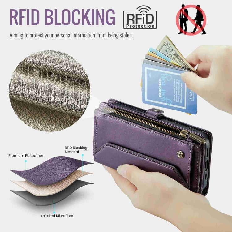 For iPhone 13 Pro CaseMe C36 Card Slots Zipper Wallet RFID Anti-theft Leather Phone Case(Purple) - iPhone 13 Pro Cases by CaseMe | Online Shopping South Africa | PMC Jewellery | Buy Now Pay Later Mobicred