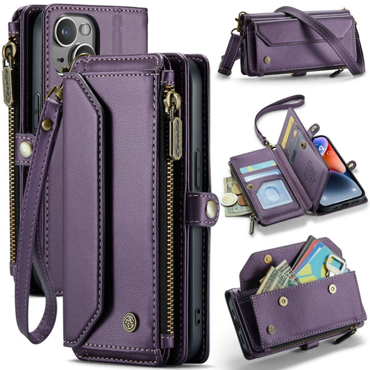 For iPhone 14 CaseMe C36 Card Slots Zipper Wallet RFID Anti-theft Leather Phone Case(Purple) - iPhone 14 Cases by CaseMe | Online Shopping South Africa | PMC Jewellery | Buy Now Pay Later Mobicred