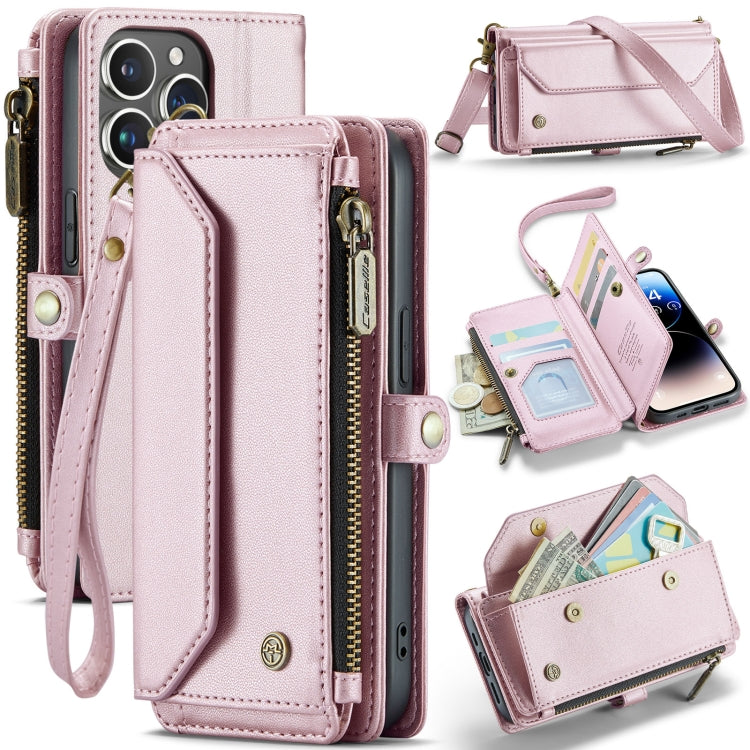 For iPhone 14 Pro CaseMe C36 Card Slots Zipper Wallet RFID Anti-theft Leather Phone Case(Pink) - iPhone 14 Pro Cases by CaseMe | Online Shopping South Africa | PMC Jewellery | Buy Now Pay Later Mobicred