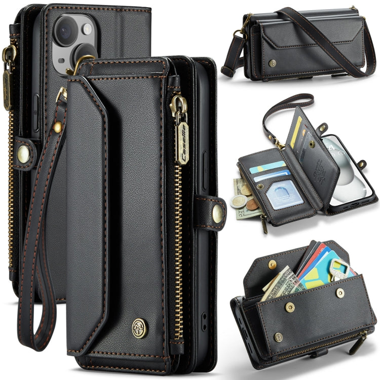 For iPhone 15 Plus CaseMe C36 Card Slots Zipper Wallet RFID Anti-theft Leather Phone Case(Black) - iPhone 15 Plus Cases by CaseMe | Online Shopping South Africa | PMC Jewellery | Buy Now Pay Later Mobicred