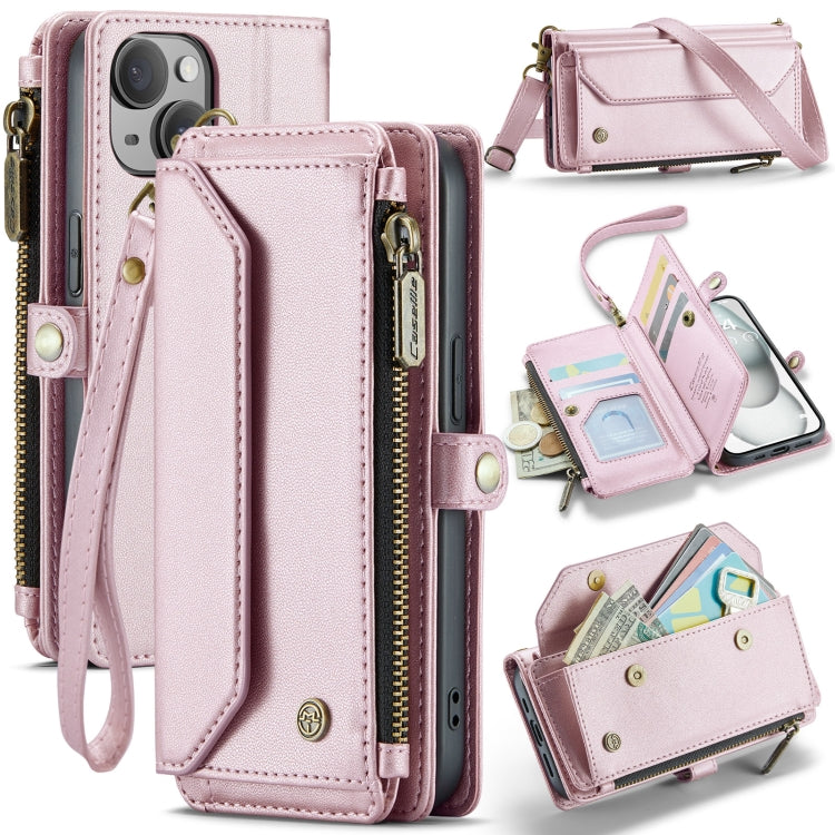 For iPhone 15 Plus CaseMe C36 Card Slots Zipper Wallet RFID Anti-theft Leather Phone Case(Pink) - iPhone 15 Plus Cases by CaseMe | Online Shopping South Africa | PMC Jewellery | Buy Now Pay Later Mobicred