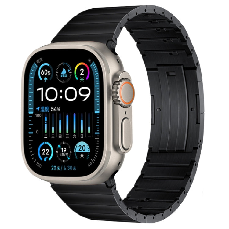 For Apple Watch Ultra 49mm PG65 Single Bead Bamboo Joint Spring Bars Titanium Metal Watch Band(Black) - Watch Bands by PMC Jewellery | Online Shopping South Africa | PMC Jewellery | Buy Now Pay Later Mobicred