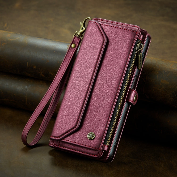 For Samsung Galaxy A12 5G CaseMe C36 Card Slots Zipper Wallet RFID Anti-theft Leather Phone Case(Wine Red) - Galaxy Phone Cases by CaseMe | Online Shopping South Africa | PMC Jewellery | Buy Now Pay Later Mobicred