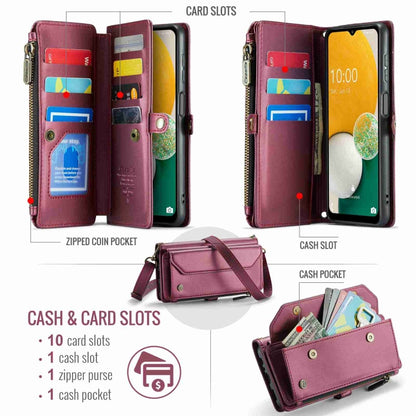 For Samsung Galaxy A13 5G / 4G CaseMe C36 Card Slots Zipper Wallet RFID Anti-theft Leather Phone Case(Wine Red) - Galaxy Phone Cases by CaseMe | Online Shopping South Africa | PMC Jewellery | Buy Now Pay Later Mobicred