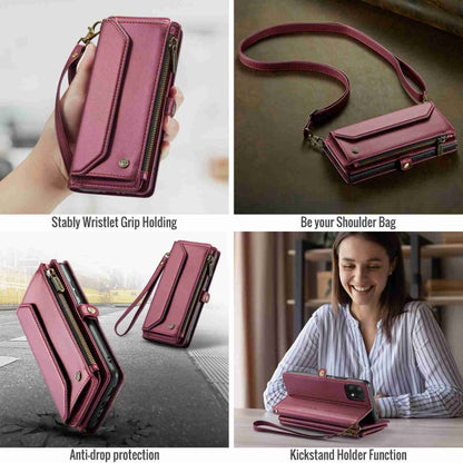 For Samsung Galaxy A22 5G CaseMe C36 Card Slots Zipper Wallet RFID Anti-theft Leather Phone Case(Wine Red) - Galaxy Phone Cases by CaseMe | Online Shopping South Africa | PMC Jewellery | Buy Now Pay Later Mobicred