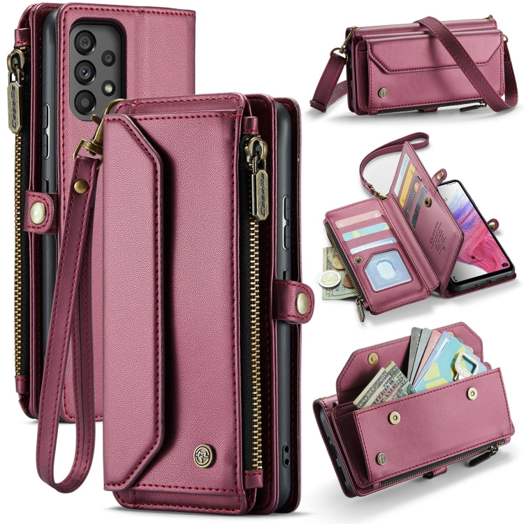 For Samsung Galaxy A53 5G CaseMe C36 Card Slots Zipper Wallet RFID Anti-theft Leather Phone Case(Wine Red) - Galaxy Phone Cases by CaseMe | Online Shopping South Africa | PMC Jewellery | Buy Now Pay Later Mobicred