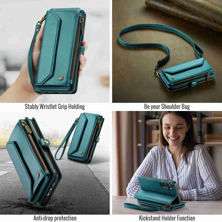 For Samsung Galaxy A55 5G CaseMe C36 Card Slots Zipper Wallet RFID Anti-theft Leather Phone Case(Blue-green) - Galaxy Phone Cases by CaseMe | Online Shopping South Africa | PMC Jewellery | Buy Now Pay Later Mobicred