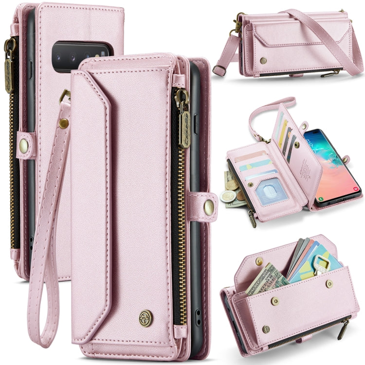 For Samsung Galaxy S10+ CaseMe C36 Card Slots Zipper Wallet RFID Anti-theft Leather Phone Case(Pink) - Galaxy Phone Cases by CaseMe | Online Shopping South Africa | PMC Jewellery | Buy Now Pay Later Mobicred