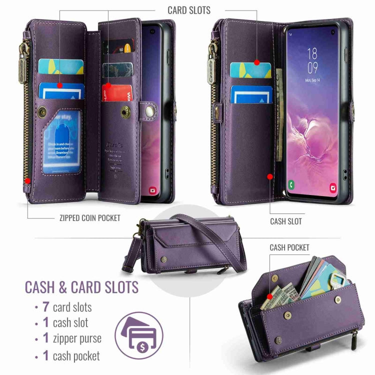 For Samsung Galaxy S10 CaseMe C36 Card Slots Zipper Wallet RFID Anti-theft Leather Phone Case(Purple) - Galaxy Phone Cases by CaseMe | Online Shopping South Africa | PMC Jewellery | Buy Now Pay Later Mobicred