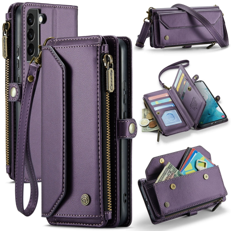 For Samsung Galaxy S22+ 5G CaseMe C36 Card Slots Zipper Wallet RFID Anti-theft Leather Phone Case(Purple) - free shipping - PMC Jewellery - Order now!