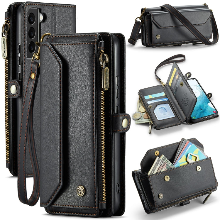 For Samsung Galaxy S22 5G CaseMe C36 Card Slots Zipper Wallet RFID Anti-theft Leather Phone Case(Black) - free shipping - PMC Jewellery - Order now!
