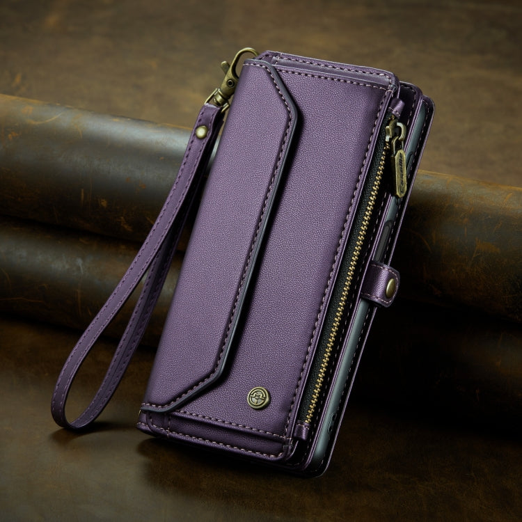 For Samsung Galaxy S22 5G CaseMe C36 Card Slots Zipper Wallet RFID Anti-theft Leather Phone Case(Purple) - free shipping - PMC Jewellery - Order now!
