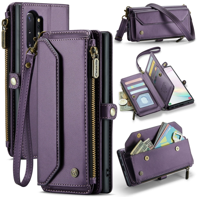 For Samsung Galaxy Note10+ CaseMe C36 Card Slots Zipper Wallet RFID Anti-theft Leather Phone Case(Purple) - Galaxy Phone Cases by CaseMe | Online Shopping South Africa | PMC Jewellery | Buy Now Pay Later Mobicred