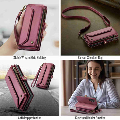 For Samsung Galaxy Note10+ CaseMe C36 Card Slots Zipper Wallet RFID Anti-theft Leather Phone Case(Wine Red) - Galaxy Phone Cases by CaseMe | Online Shopping South Africa | PMC Jewellery | Buy Now Pay Later Mobicred