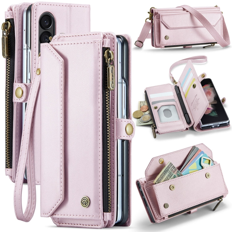 For Samsung Galaxy Z Fold3 CaseMe C36 Card Slots Zipper Wallet RFID Anti-theft Leather Phone Case(Pink) - Galaxy Phone Cases by CaseMe | Online Shopping South Africa | PMC Jewellery | Buy Now Pay Later Mobicred