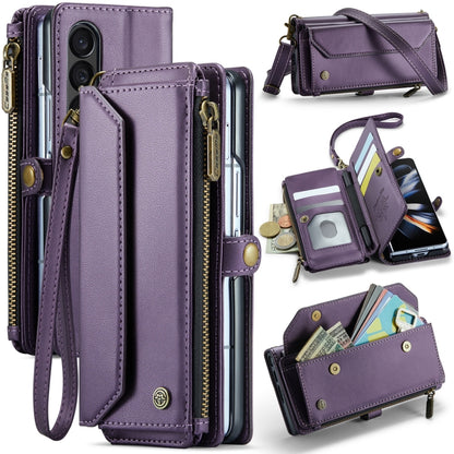 For Samsung Galaxy Z Fold4 CaseMe C36 Card Slots Zipper Wallet RFID Anti-theft Leather Phone Case(Purple) - Galaxy Z Fold4 5G Cases by CaseMe | Online Shopping South Africa | PMC Jewellery | Buy Now Pay Later Mobicred