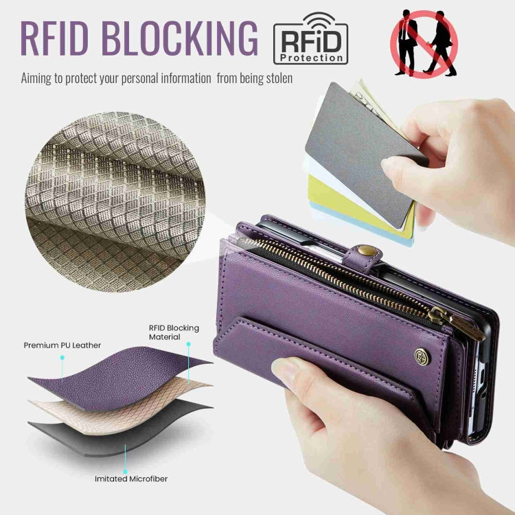 For Samsung Galaxy Z Fold4 CaseMe C36 Card Slots Zipper Wallet RFID Anti-theft Leather Phone Case(Purple) - Galaxy Z Fold4 5G Cases by CaseMe | Online Shopping South Africa | PMC Jewellery | Buy Now Pay Later Mobicred