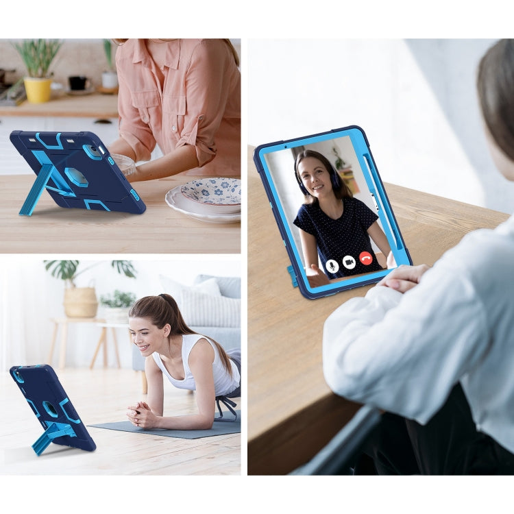 For iPad Air 11 2024 Contrast Color Silicone Acrylic PC Tablet Case with Holder(Navy Blue) - iPad Air 11 2024 Cases by PMC TechLife | Online Shopping South Africa | PMC TechLife | Buy Now Pay Later Mobicred