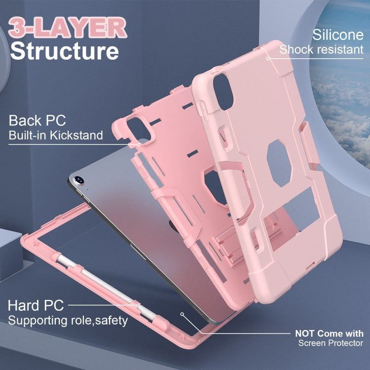 For iPad Air 11 2024 Contrast Color Silicone Acrylic PC Tablet Case with Holder(Rose Gold) - iPad Air 11 2024 Cases by PMC Jewellery | Online Shopping South Africa | PMC Jewellery | Buy Now Pay Later Mobicred