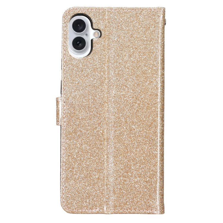 For iPhone 16 Glitter Powder Flip Leather Phone Case(Gold) - iPhone 16 Cases by PMC Jewellery | Online Shopping South Africa | PMC Jewellery | Buy Now Pay Later Mobicred