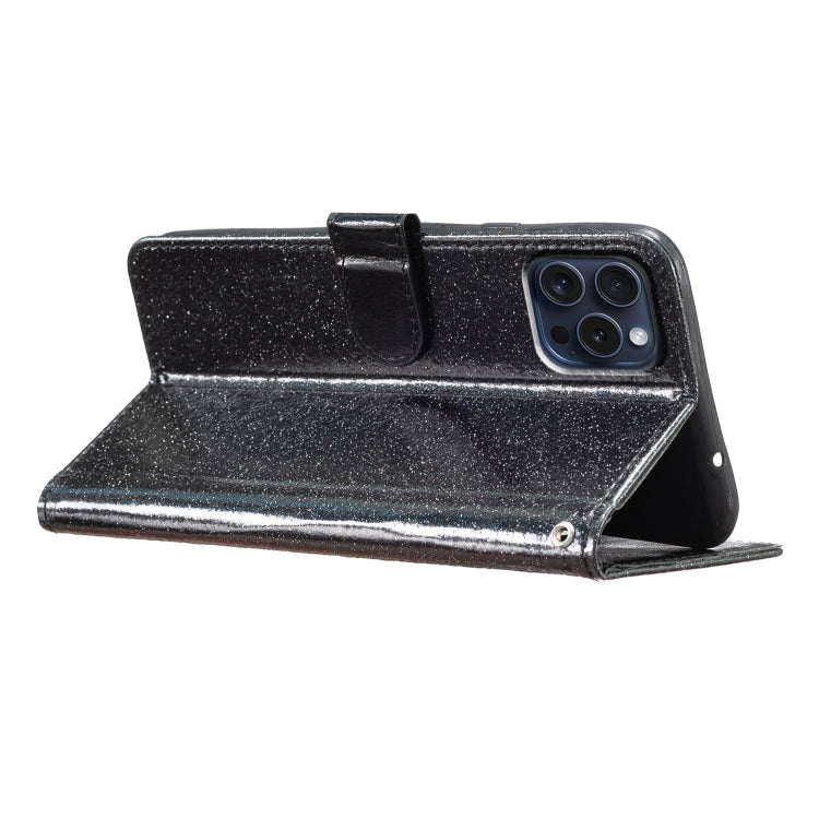 For iPhone 16 Pro Max Glitter Powder Flip Leather Phone Case(Black) - iPhone 16 Pro Max Cases by PMC TechLife | Online Shopping South Africa | PMC TechLife | Buy Now Pay Later Mobicred