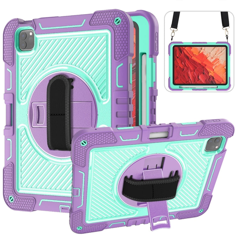 For iPad Pro 11 2024 360 Degree Rotation PC Contrast Silicone Tablet Case(Purple + Mint Green) - iPad Pro 11 2024 Cases by PMC Jewellery | Online Shopping South Africa | PMC Jewellery | Buy Now Pay Later Mobicred